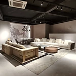 Modern L-Shaped Modular Sectional Sofa with Handwoven Leather Accents & Premium Textured Fabric